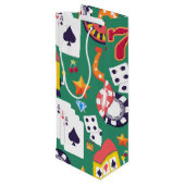 Casino Pattern Wijn Cadeautas (Achterkant Gekanteld)