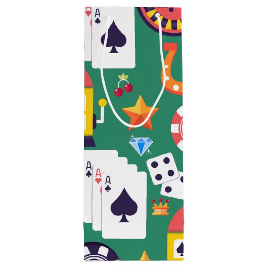 Casino Pattern Wijn Cadeautas (Achterkant)