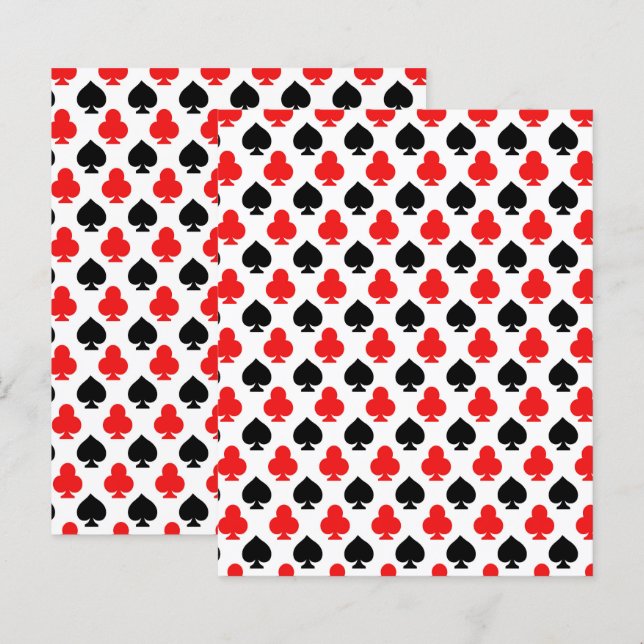 Casino Playing Cards Clubs Spades Scrapbook Paper (Voorkant / Achterkant)