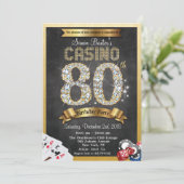 Casino Poker 80th Birthday Invitation Kaart (Staand voorkant)