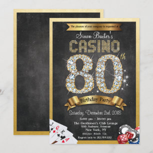 Casino Poker 80th Birthday Invitation Kaart