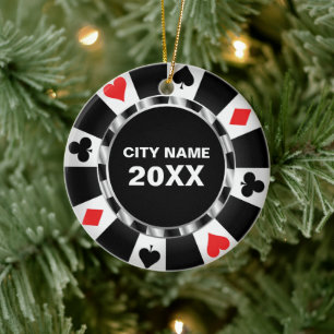 Casino Poker Aandenken Kerstmis Keramisch Ornament