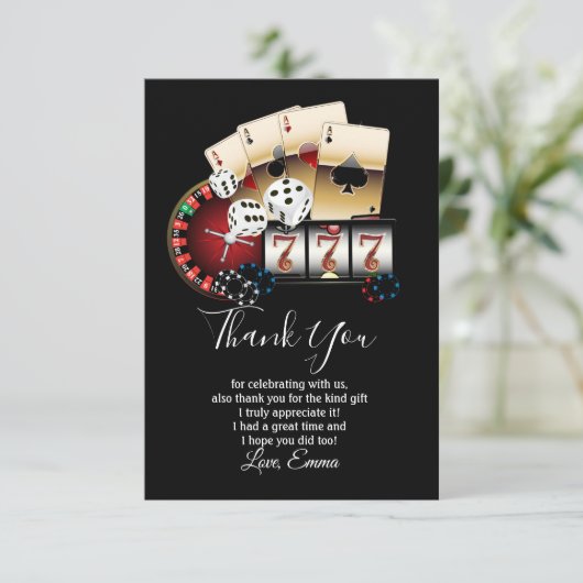 casino , poker bedankt kaart (Staand voorkant)