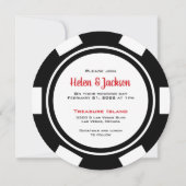 Casino Poker Chip Black and White Wedding Kaart (Achterkant)