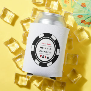 Casino Poker Chip Black White Vegas Wedding Blikjeskoeler