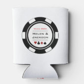 Casino Poker Chip Black White Vegas Wedding Blikjeskoeler (Achterkant)