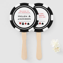 Casino Poker Chip Black White Welkom bij bruiloft Handwaaier