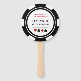 Casino Poker Chip Black White Welkom bij bruiloft Handwaaier
