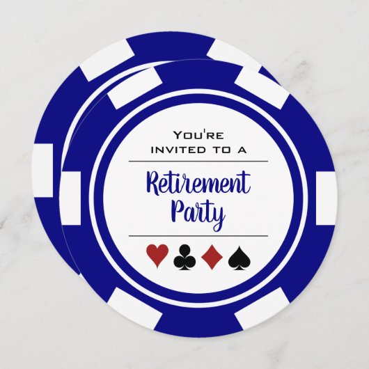 Casino Poker Chip Blauw en Wit Pensioen Partij Kaart (Voorkant / Achterkant)