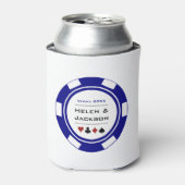 Casino Poker Chip Blauw Wit Las Vegas Bruiloft Blikjeskoeler (Blikje Voorkant)