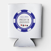 Casino Poker Chip Blauw Wit Las Vegas Bruiloft Blikjeskoeler (Voorkant)