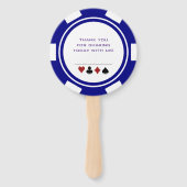 Casino Poker Chip Blauw Wit Welkom op bruiloft Handwaaier (Achterkant)