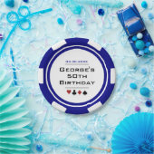 Casino Poker Chip Blue White Las Vegas Papieren Bordje (Feest)