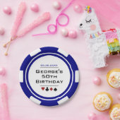 Casino Poker Chip Blue White Las Vegas Papieren Bordje (Feest)