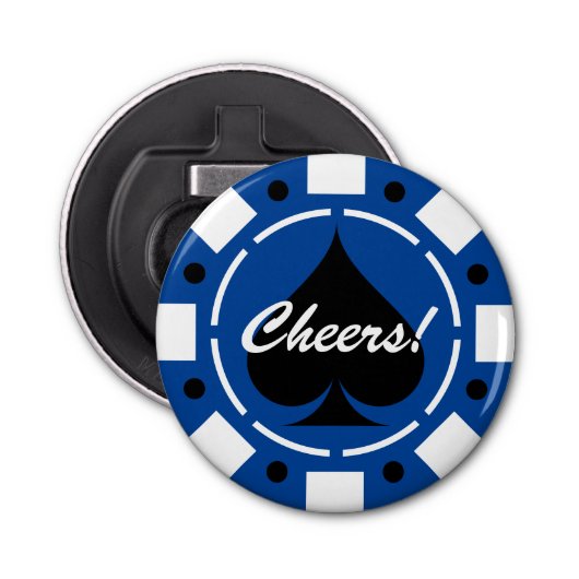Casino poker chip fles opener met aangepaste tekst (Voorkant)