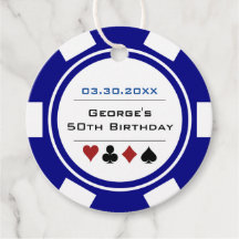 Casino Poker Chip in Navy Blue en White Birthday