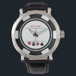 Casino Poker Chip Las Vegas Black White Horloge<br><div class="desc">Dit witte en zwarte pokerspaanhorloge zou een fantastisch geschenk zijn voor jezelf of voor de casino liefhebbende persoon in je leven. Pas het ontwerp aan met een naam.</div>