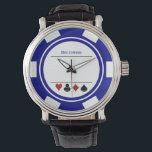 Casino Poker Chip Las Vegas White Navy Blue Horloge<br><div class="desc">Dit witte en marineschoolse horloge zou een fantastisch geschenk zijn voor jezelf of voor de casino liefhebbende persoon in je leven. Pas het ontwerp aan met een naam. Misschien is dit zijn gelukscharme op de tafels.</div>