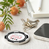 Casino Poker Chip Red White Weddenschap Favor Sleutelhanger (Zijkant)