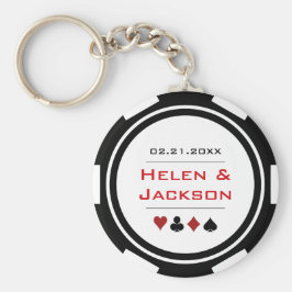 Casino Poker Chip Red White Weddenschap Favor Sleutelhanger