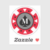 Casino poker chip vinyl sticker met naam monogram (Vel)