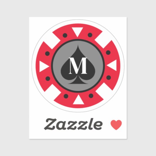 Casino poker chip vinyl sticker met naam monogram (Vel)