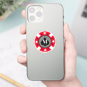 Casino poker chip vinyl sticker met naam monogram (Telefoon)