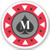 Casino poker chip vinyl sticker met naam monogram (Voorkant)