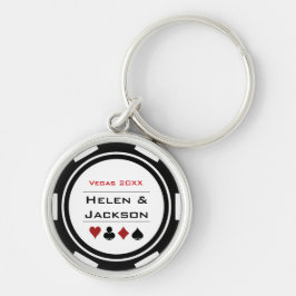 Casino Poker Chip White Wedding Favor Sleutelhanger