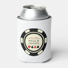Casino Poker Chip Zwart Cream Wit Vegas Bruiloft Blikjeskoeler