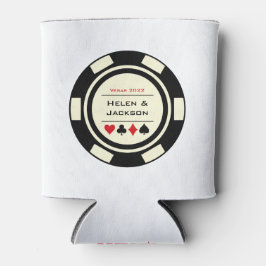 Casino Poker Chip Zwart Cream Wit Vegas Bruiloft Blikjeskoeler