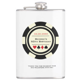 Casino Poker Chip Zwart Gebroken Wit Verjaardag Heupfles