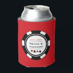Casino Poker Chip Zwart Wit Rood Vegas Bruiloft Blikjeskoeler<br><div class="desc">Verdomme de bruiloftsgasten met deze leuke gepersonaliseerde zwarte,  witte en rode pokerchip koelboxxen! Dit zou ook een grote gunst voor huis zijn.</div>