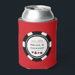 Casino Poker Chip Zwart Wit Rood Vegas Bruiloft Blikjeskoeler<br><div class="desc">Verdomme de bruiloftsgasten met deze leuke gepersonaliseerde zwarte,  witte en rode pokerchip koelboxxen! Dit zou ook een grote gunst voor huis zijn.</div>
