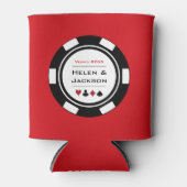 Casino Poker Chip Zwart Wit Rood Vegas Bruiloft Blikjeskoeler (Voorkant)