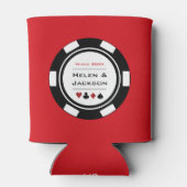 Casino Poker Chip Zwart Wit Rood Vegas Bruiloft Blikjeskoeler (Achterkant)