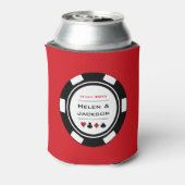 Casino Poker Chip Zwart Wit Rood Vegas Bruiloft Blikjeskoeler (Blikje Achterkant)