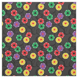 Casino Poker Chips Colorful Funky Patterned Grey Stof