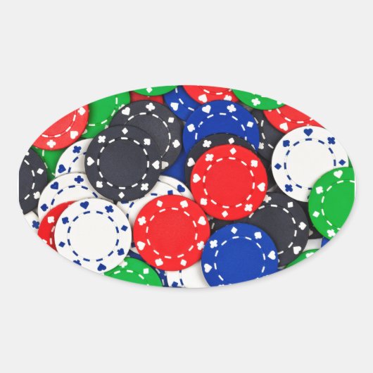 Casino poker chips ovale sticker (Voorkant)