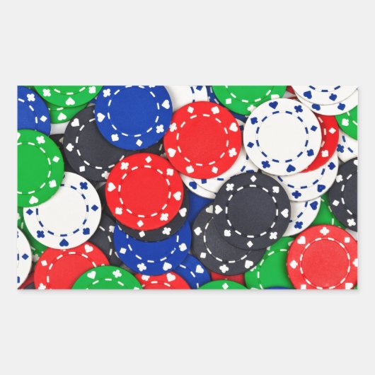 Casino poker chips rechthoekige sticker (Voorkant)