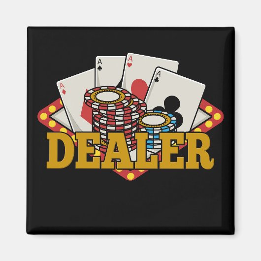Casino Poker Dealer Magneet (Voorkant)