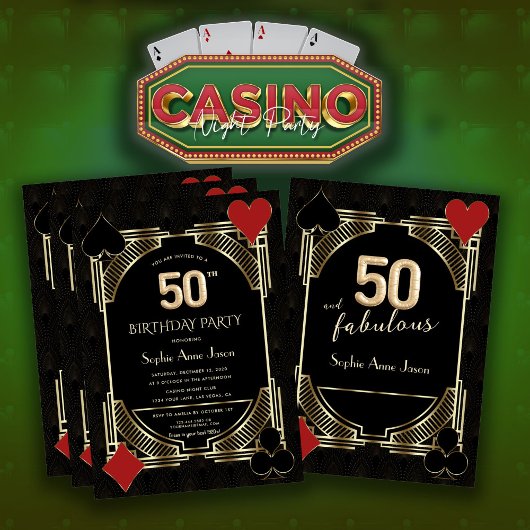 Casino Poker Fifty And Fabulous 50ste verjaardag  Kaart