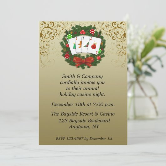 Casino Poker Holiday Uitnodiging (Staand voorkant)