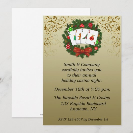 Casino Poker Holiday Uitnodiging (Voorkant / Achterkant)