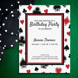 Casino Poker Kaart Game Theme Birthday Uitnodiging