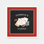 Casino Poker Kaart Party Gepersonaliseerd Servet (Voorkant)