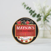 CASINO POKER Kaarten Verjaardag Party Uitnodiging (Staand voorkant)