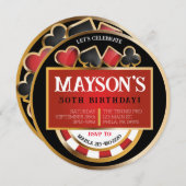 CASINO POKER Kaarten Verjaardag Party Uitnodiging (Voorkant / Achterkant)