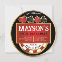 CASINO POKER Kaarten Verjaardag Party Uitnodiging