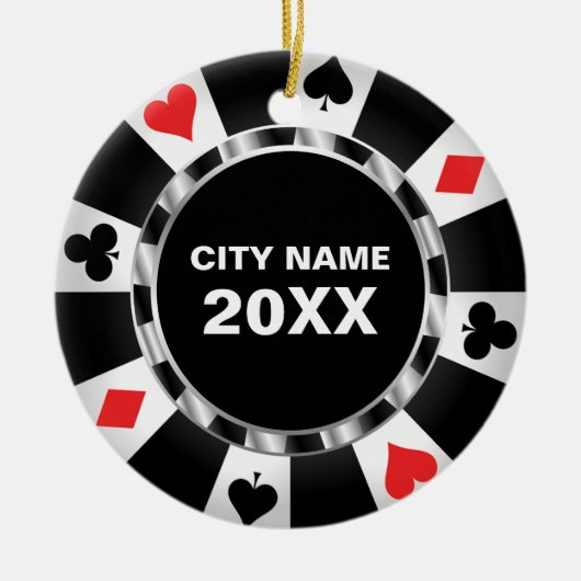 Casino Poker Keepsake Kerst Keramisch Ornament (Voorkant)